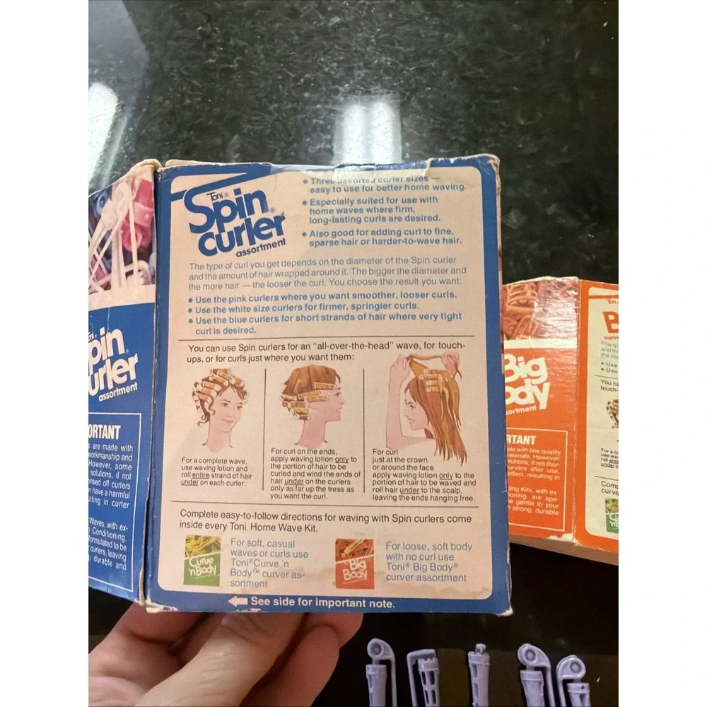 Vintage Toni Curlers Spin Curler Big Body 17 Count 2 Sizes w/boxes Hair Gillette
